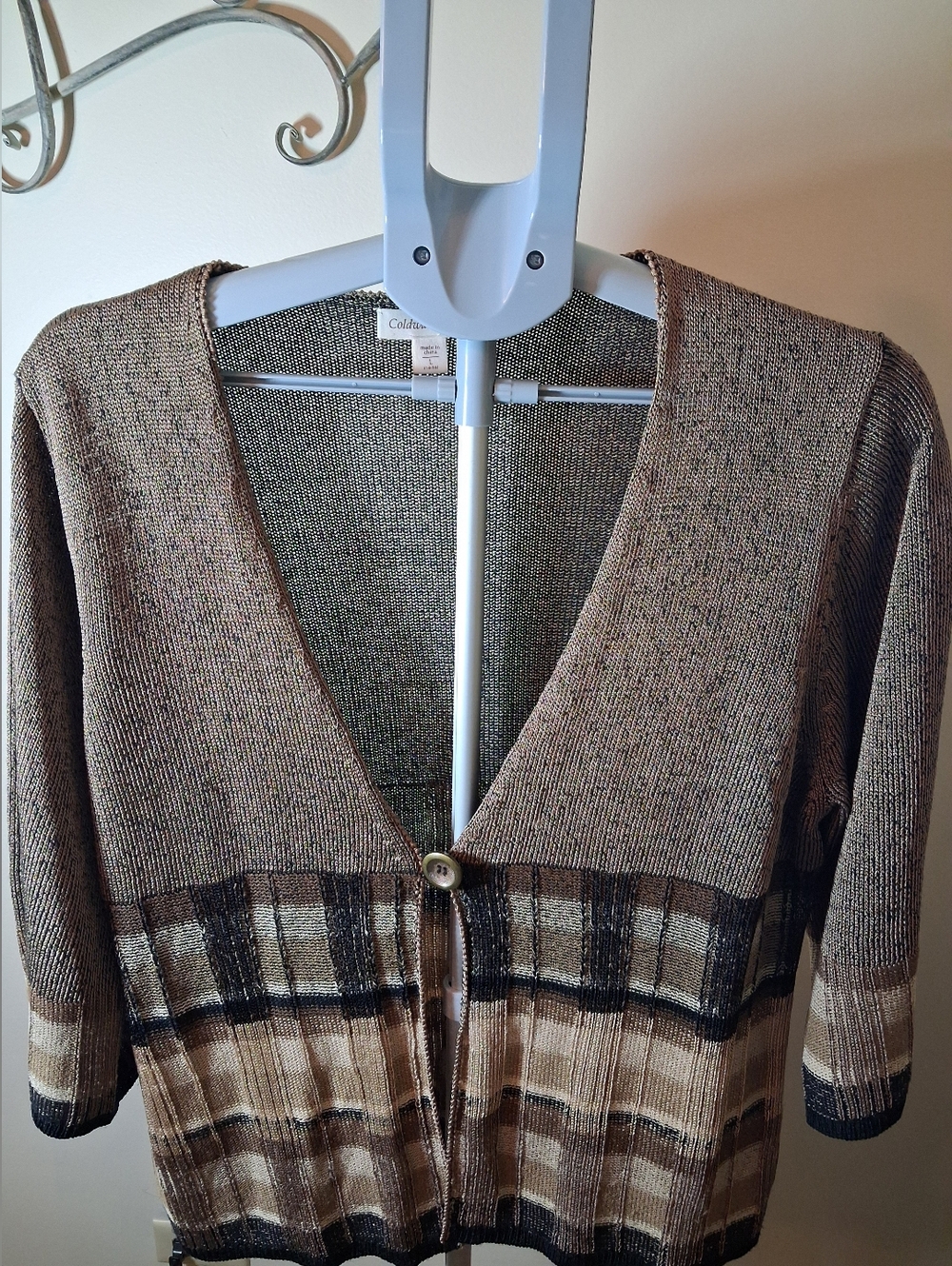 Neutral V-Neck Button Open Knit Cardigan